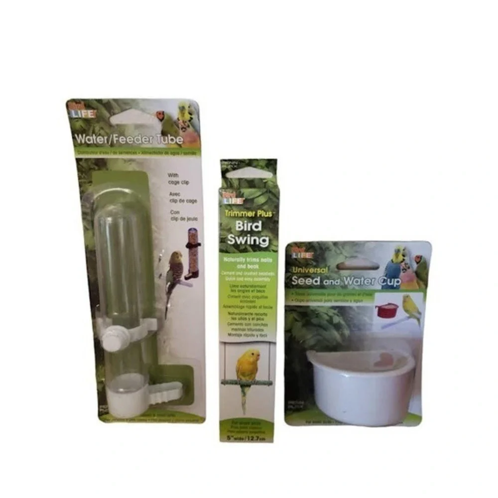 Bird Life Accessory kit for small birds,‎ water & seed cup, Swing, water tube